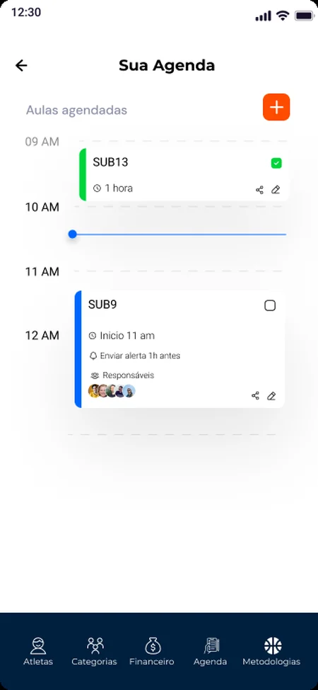 Training schedule with alerts to parents an hour before