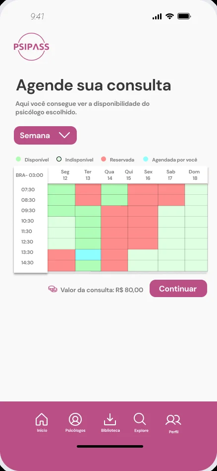 Weekly availability grid