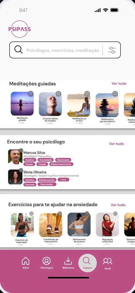 Explore: meditations, psychologists, exercises