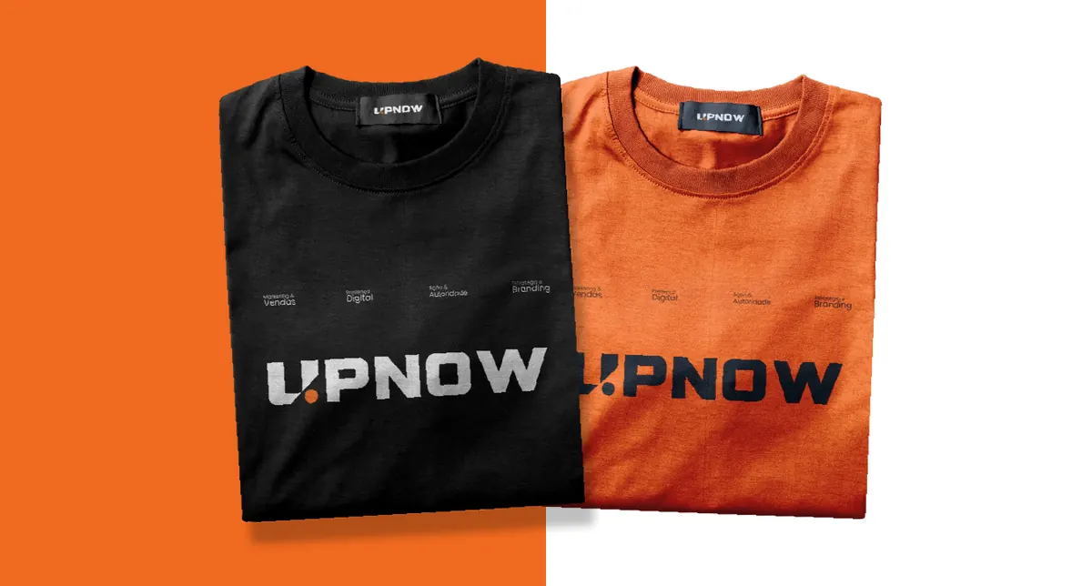 UPNOW T-shirts in black and orange