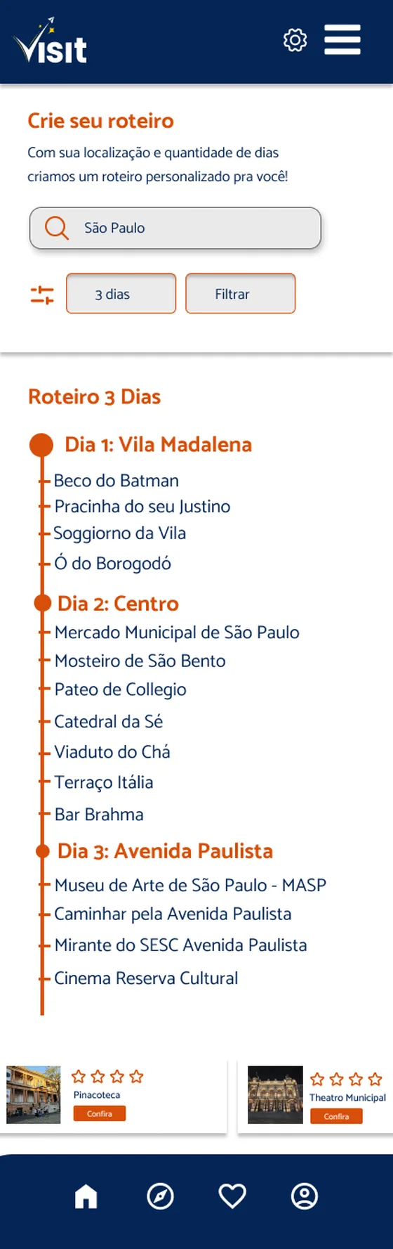 Itinerary builder showing a 3-day plan by neighbourhood