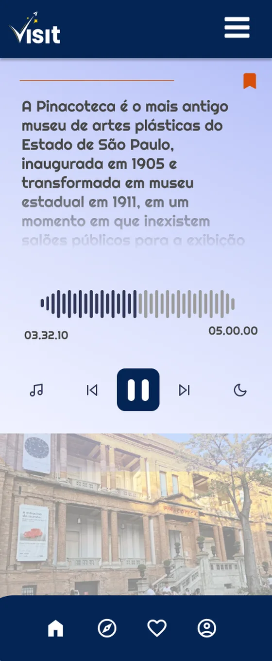 Audio player with transcript and waveform